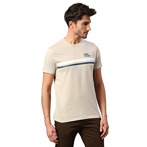 Image of Dennis Lingo Men's Pure Cotton Striped Half Sleeves Casual T-Shirt