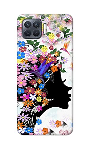 Image of Printed Hard Back Cover Case for Oppo F17 Pro | Oppo A93 4G | Oppo Reno4 F | Oppo Reno 4 F Back Cover (Floral Hairstyle Girl) -1803