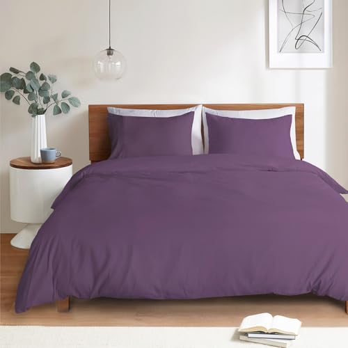 Image of Mejoroom Purple Duvet Cover King - Comforter Cover - Soft and Breathable Bedding Duvet Cover with Zipper Closure, 3Pieces, 1 Duvet Cover (104x90) and 2 Pillow Cases(20x36)