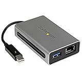 StarTech.com Thunderbolt to Gigabit Ethernet plus USB 3.0 - Thunderbolt Adapter - Thunderbolt to Ethernet - Thunderbolt to USB 3.0 (TB2USB3GE)