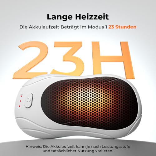 VOSFEEL Elektrischer Handwärmer 2er-Pack, Handwärmer Magnetische Tragbare 6000mAh, 3 Einstellbaren Heizmodi USB Wiederaufladbar… – Ansicht 2
