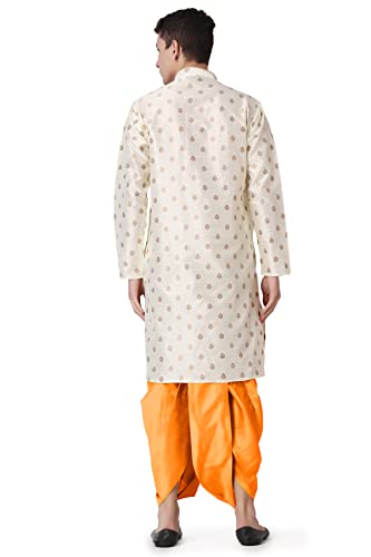 Image of Royal Kurta Men's Silk Blend Printed Kurta Dhoti Set
