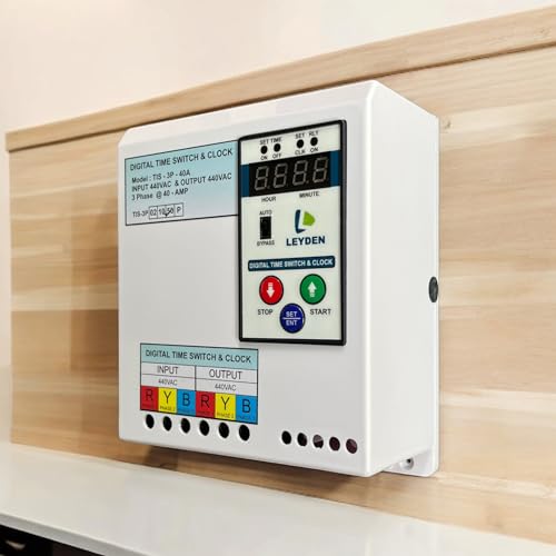 Image of LEYDEN TM-CLKTP, 40A, 440VAC, 50Hz Three Phase Industrial Real Clock Timer Switch, 50 ON /Off Per Day & Cyclic Function Up to 9999 Second Programmable Electronic Timer Switch (1- Year Warranty)