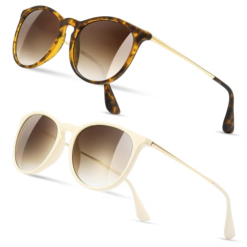 Image of SUNGAIT Vintage Round Sunglasses for Women Classic Retro Designer Style