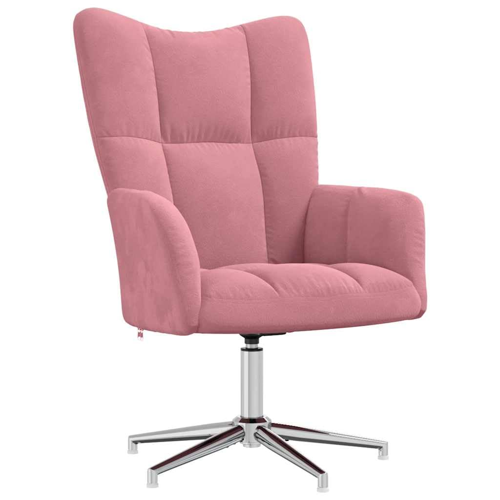 Sillón de relax de terciopelo rosa, sillón giratorio con estructura de acero, acogedora silla acento para salón y dormitorio, rotación de 360°, diseño moderno