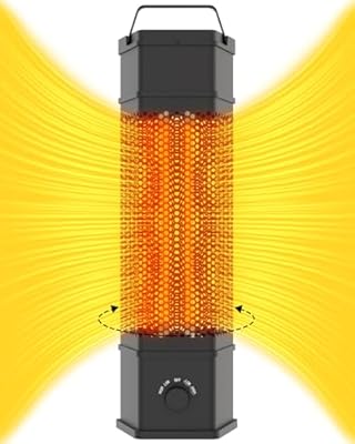 Indoor Outdoor Patio Heater, 360°All-round Heating, 1500W Electric Infrared Heater, Portable Radiant Space Tower Heater, 2 Speeds Oscillation, Large Room Heater for Garage Backyard Home (Black)