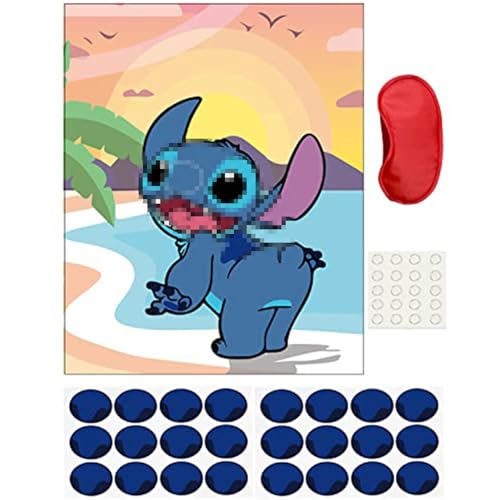 Volsha Pin the Nose on the Game 52×42cm Party Game with 24 PCS Birthday Party Supplies for Wall Home Room Decorations (Blue)