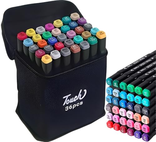 Kit 36 Cores de Canetinhas Ponta Dupla para Colorir Bobbie