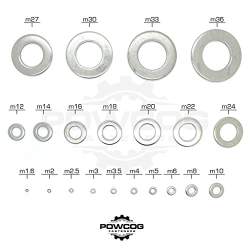 M20 Flat Washer - A2 Stainless Steel Thick Grade 304 Metric Grade - Form A DIN 125 - by POWCOG® - Pack of 50