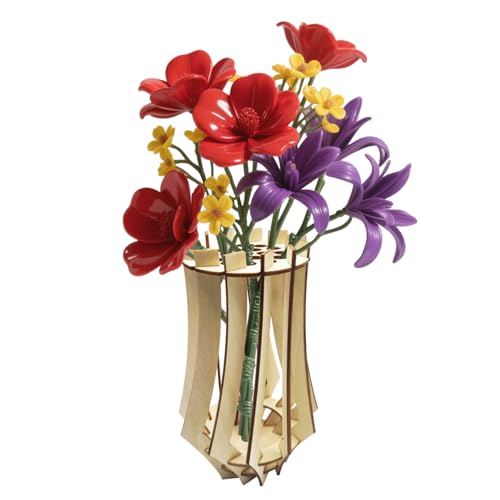 1 pièce Vase en Bois，DIY Ensemble de vases en Bois，en Bois monté Vase de Fleurs Petit，Peut être utilisé comme Support en Bois pour de Nombreux Types de Bouquets de Fleurs