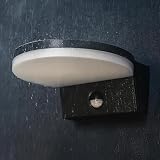 Miratic Lampa Zewnętrzna LED z Czujnikiem Ruchu PIR 15W 4000K Barwa Neutralna Biel 1300lm Szeroki kąt świecenia >80° Oświetlenie Zewnętrzne Taras Ogród Parking IP65 (czarny)