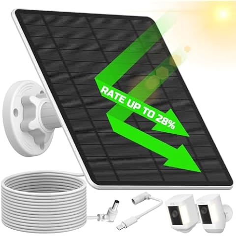 Ring Camera Solar Panel, Solar Panel for Ring Camera with USB-C & DC Ports, Ring Solar Panels for Outdoor Cameras, Suitable for All Rechargeable Battery Ring Cameras, IP66 Waterproof & 13.1Ft Cable Cover