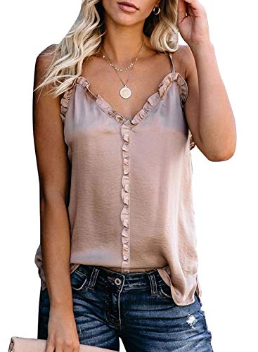 Chase Secret Women's Basic Camisole Top Tank Top Cami Summer Basic Spaghetti Strap Cami Apricot Large