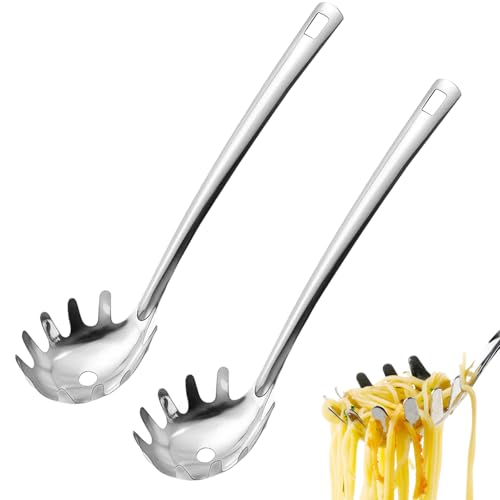 2 Spaghettilöffel, Nudelzange Edelstahl, Praktische Küchenhelfer Für Pasta, Spaghetti Löffel Mit Ergonomischem Griff, Ideal Für Nudelgerichte,...