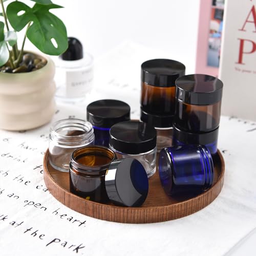2 oz Amber Glass Jars with Lids,24 Pack 2oz Glass Jar with Inner Liners,2 Ounce Small Jars for Cream,Lotion4