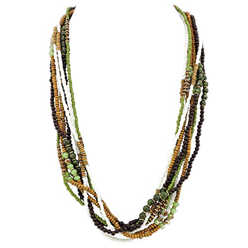 BOCAR Long Multiple Strand Handmade Beaded Statement 26" Necklace for Women (NK-10563-mix)