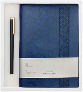 Thick Classic A5 Notebook with Pen - Vintage Travel Notebook and Pen - Journal Diary Business Daily Ideas Notepad - Christmas Birthday Gift Set for Girls Women Mum (Navy)