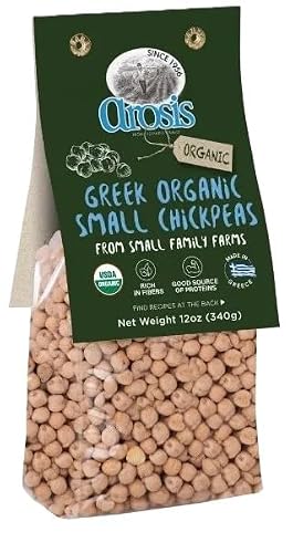 Asoris Greek Organic Small Chickpeas 12oz - Rich in Fibers, Good Source of Proteins Grown in Greece