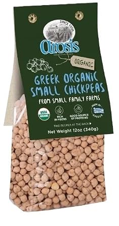 Asoris Greek Organic Small Chickpeas 12oz - Rich in Fibers, Good Source of Proteins Grown in Greece