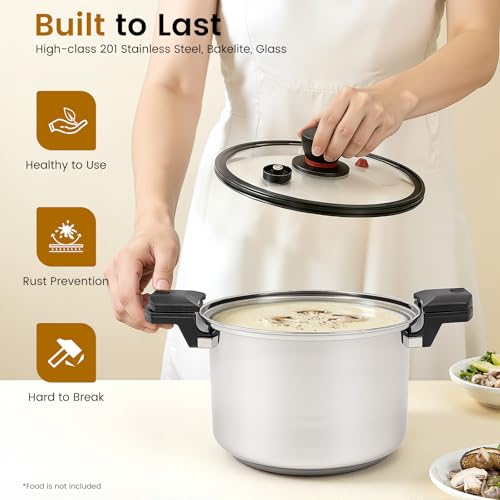 Olla a presión de acero inoxidable 7L con tapa de vidrio miniatura 4