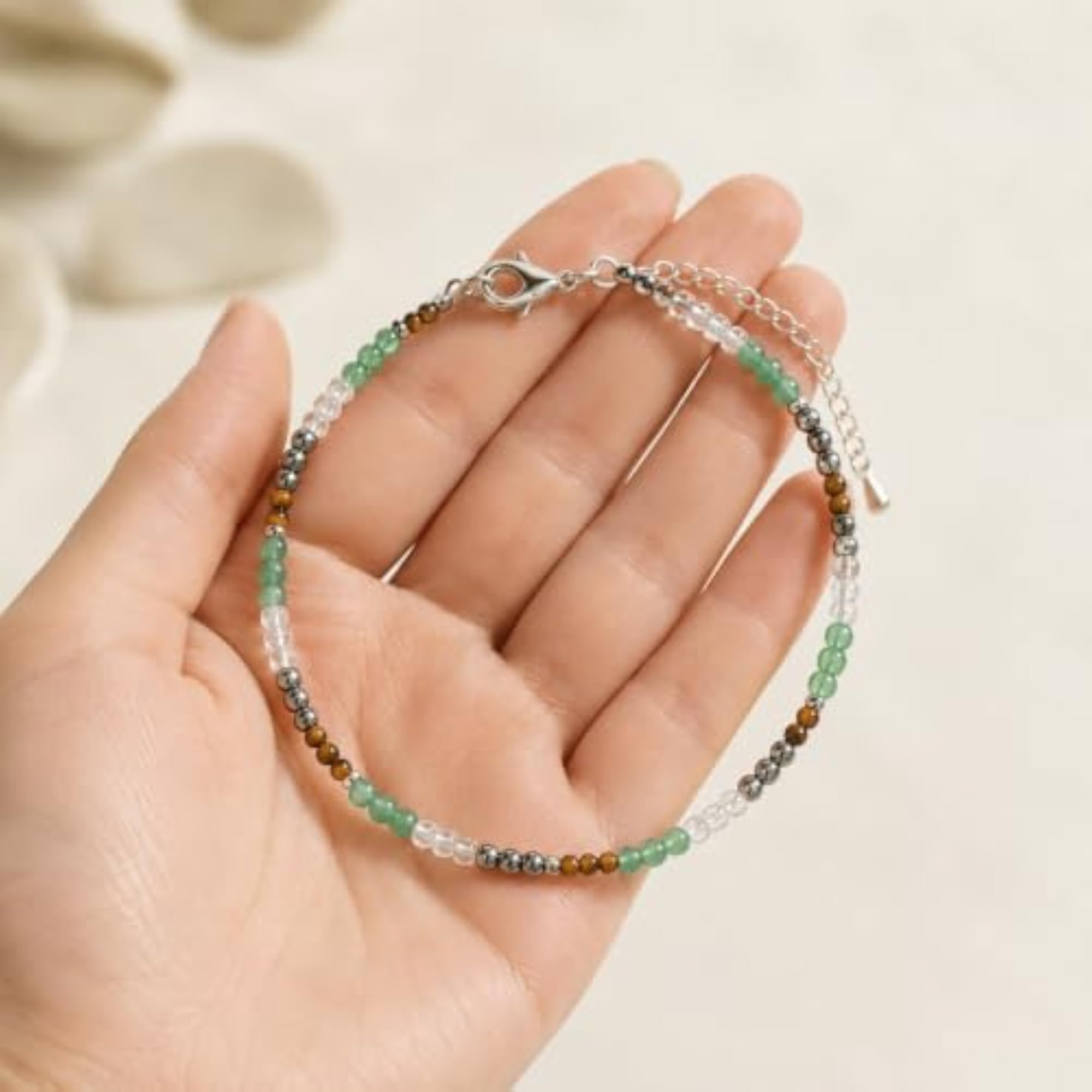 Money Magnet Anklet with Selenite Charging Plate, AAA-Grade