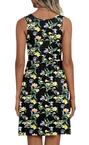 Image of CATHY 2026 Womens Dress Sexy Sleeveless Summer Dresses V Neck Casual Wrap Sundress with Pockets Black Lily Medium