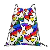 Photo Gallery uusnwaa zaino con coulisse arcobaleno colorato gay pride cuori stampa borsa borsa palestra zaino sport spiaggia per uomo donna Photo Gallery uusnwaa zaino con coulisse arcobaleno colorato gay pride cuori stampa borsa borsa palestra zaino sport spiaggia per uomo donna