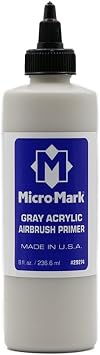 Micro-Mark Gray Airbrush Primer, 8oz - Made in USA Acrylic Surface Primer for Models, Miniatures, and Crafts