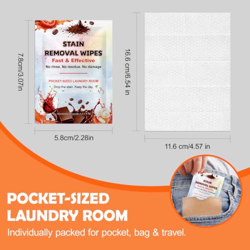 Image of 48CT Stain Remover Wipes,Portable Travel-Size Laundry Wipes for Clothes