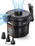 AstroAI Electric Air Pump for Inflatables AC/AC DC Quick Air Mattress Pump Deflator Pumps with 3 Nozzles for Outdoor Camping, Swimming Pools, Inflatable Cushions, Boats, Swimming Ring (AC)