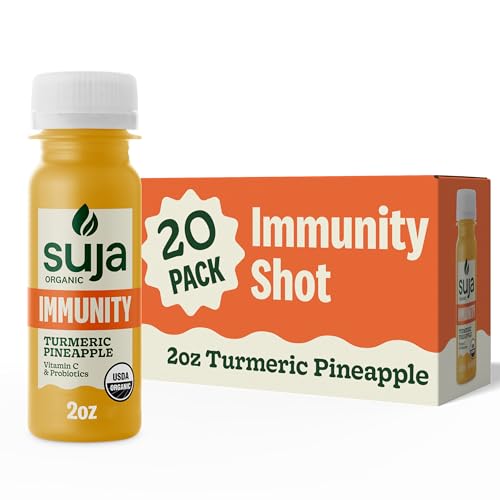 Suja Organic Immunity Defense Shot (20 Pack) with Turmeric and Ginger | Immunity Boost & Support | Functional Shots | Cold-Pressed Juice with Live Probiotics | Plant-Based & Gluten-Free (20 Pack)