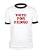VOTE FOR PEDRO dynamite funny election - Cotton BLACK RINGER TEE, L