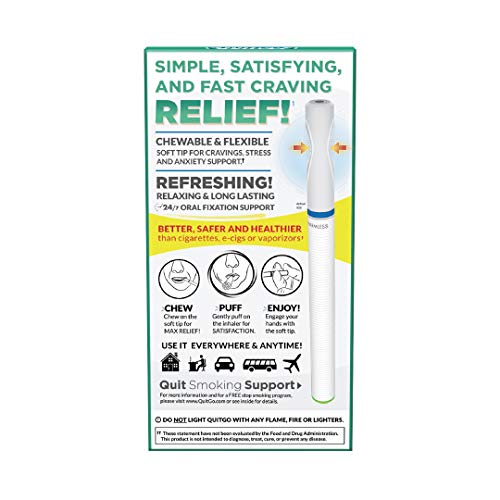 Quit Smoking Aid Oxygen Inhaler + Soft Tip Chewable Filter to Help Curb Cravings, Nicotine Free Non-Addictive Stop Smoking Support & Oral Fixation Relief (1 Pack, Fresh Mint)