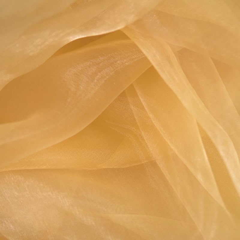 Sheer Organza Fabric for Crafts, Wedding Decorations and Events, 5 Metres x 1.5 Metres, Table Runner and Chair Sash Material (Gold)