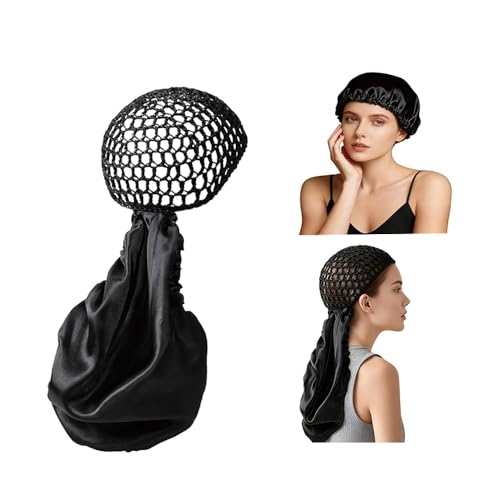 2 in 1 Silk Press Wrap Cap and Hair Scarf Reversible Satin Wrap Bonnet with Adjustable Tie Sleeping Hair Cap for Curly Natural Braided Long Hair