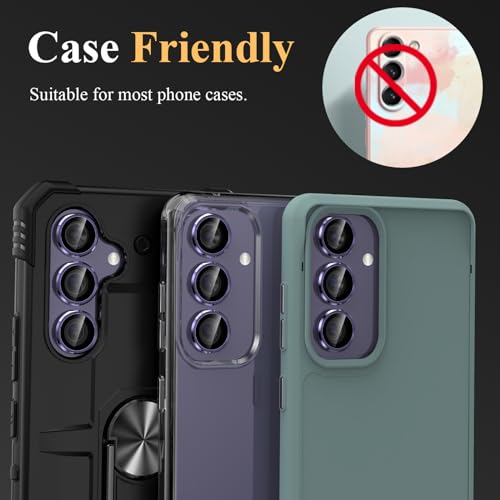Image of Skinomi Camera Lens Protector Compatible with Samsung Galaxy S24 Plus [Anti-Scratch] Premium Tempered Glass Film Aluminum Alloy Lens Ring Cover- Titanium Purple