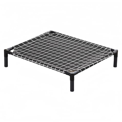 Buccvutペットベッド 夏用 犬用 猫用 脚付き コット キャンプベッド 小型犬用高床式ベッド 猫の冷却ベッド 犬の冷却ベッド 高架猫ベッド 猫ハンモック 猫の寝床 通気性 寝床 猫用ベッド 犬用ベッド (黒いマス目です,50*50*12cm)