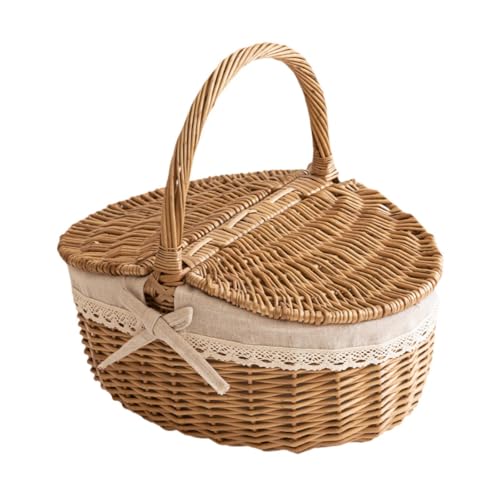 dijiusidy Panier de Pique-Nique en Osier tressé Robuste, Cadeau Charmant, Vide avec poignée, pour...