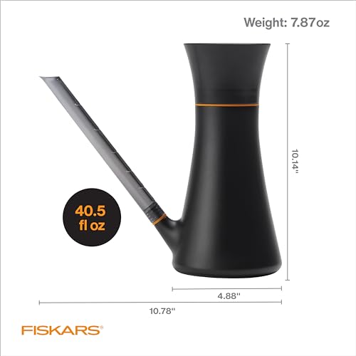 Image of Fiskars Indoor Watering Can,Long Reach Spout for Precision Hydration on House Plants,Flowers&Garden,Anti-Drip Nozzle with Translucent Volume Markings,Ergonomic Recycled Plastic Body,40 oz,(Pack of 4)