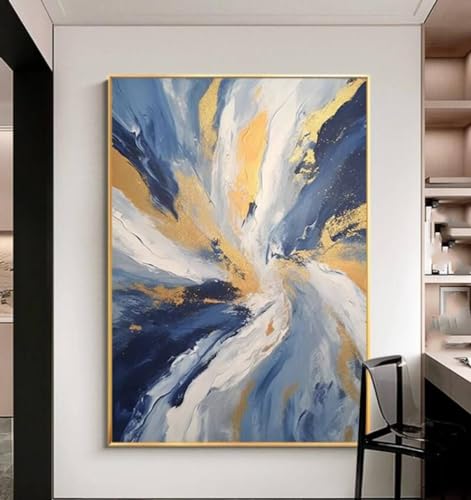 Peinture à l'huile contre les murs vides grand tableau abstrait chic salon - 3