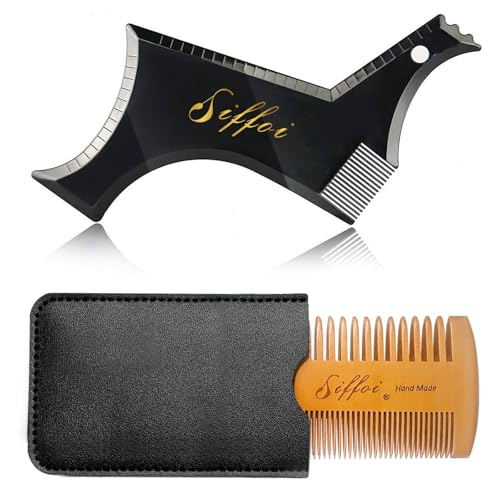 Best Beard Shaping Tool Boots: Get Perfect Lines Effortlessly 15 Siffoi Men's Beard Shaping Styling Tool with Handmade Pocket Size Wooden Comb in PU Cover, 2026 Version Precision Edging for Jaw, Cheek & Neck Lines, Works with All Beard Razors & Trimmers
