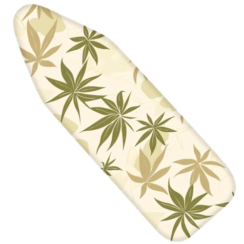 Image of Nuxovilar Olive Green Beige Leaf Ironing Board Cover 15x54 Polyester | Iron Pad Scorch Guard laundry helper protective board shield home laundry room craft studio (Beige Leaf)