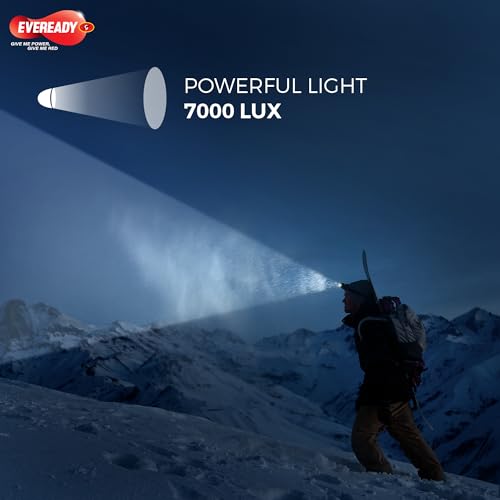 Image of Eveready Headlamp DL89, Rechargeable 1W LED Emergency Head Light Torch, 90 Tilt, Easy to Mount (Can Be Worn Without A Helmet), Type-B Fast Charging, Overcharge & Deep Discharge Protection, Pack of 6
