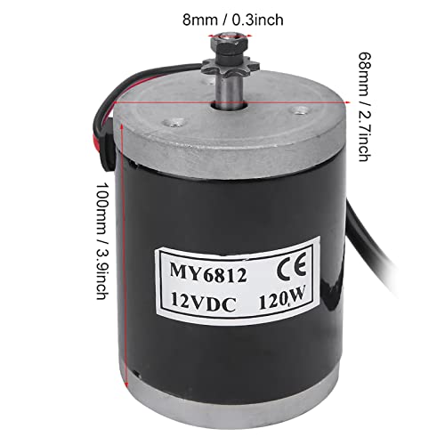 KIMISS My6812 12V 120W, Bürstenmotor mit Riemenscheibe Kettenrad Riemenscheibe High Speed Small My6812 My6812b 12 Motor Elektroroller E Bike Zubehör
