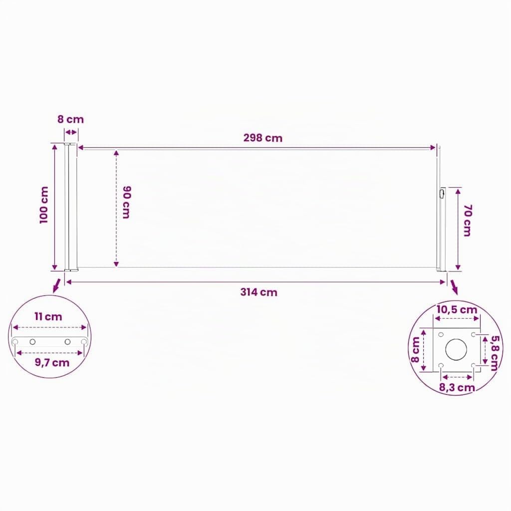 vidaXL Seitenmarkise Ausziehbar Sonnenschutz Sichtschutz Windschutz Seitenrollo Markise Seitenwandmarkise Balkon Garten Terrasse 100x300cm Blau