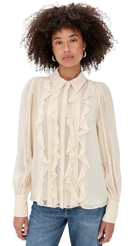Ramy Brook Women's Claire Blouse, Bone, XS at Amazon Women's
