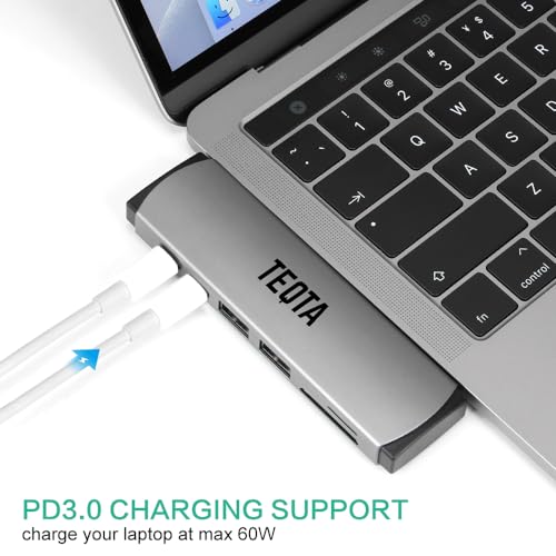 Image of USB C Docking Station 7 in 2 Portable Type C USB HUB with 4K HDMI Port, 2xPower Delivery C Hub, 3.0 High Speed Data Transfer 2xUSB Ports, Micro SD /TF Card Reader for Mac M2, M1 and More (Silver)