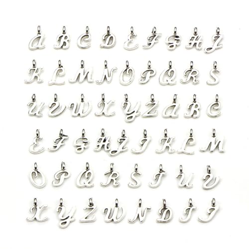 52 pièces ABC Lettre Charmes Mini Alphabet A-Z Alliage de Zinc Bracelet Collier Pendentifs pour la Fabrication de Bijoux à Bricoler soi-même
