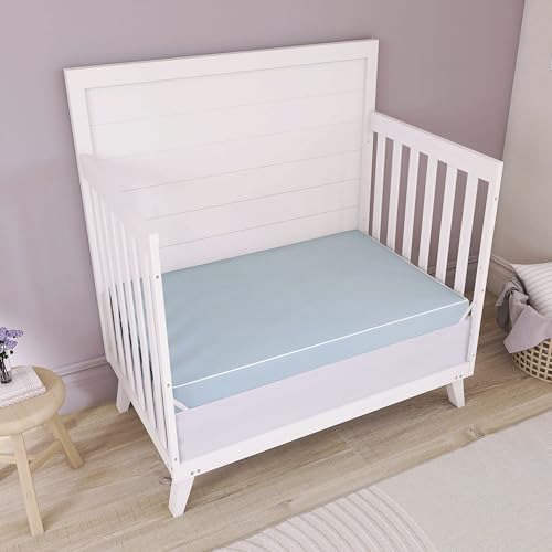 Image of Dream On Me Snuggles Extra Firm Dual-Sided Baby Crib Mattress with Breathable Fabric, Water & Odor Resistant, GREENGUARD Gold Certified, Fits Mini & Portable Cribs (38 inchx 24 inchx 3 inch) - Blue Mist
