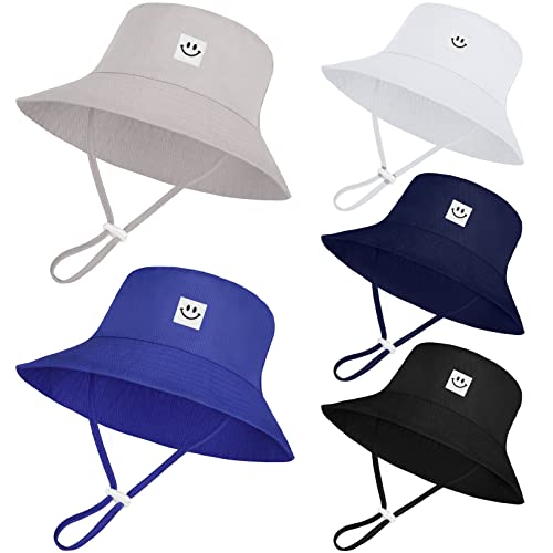 Cooraby 5 Pack Baby Sun Hat Adjustable Smile Bucket Hat Sun Protective Cap For Toddler Baby Boys Girls (0-6 Months) #TOP16